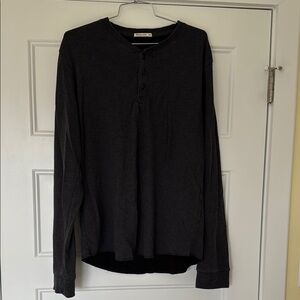 Marine Layer Black Long Sleeve Henley Tee Relaxed Fit